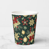 Weihnachts-Thema Poinsettia Muster Pappbecher (Rückseite)