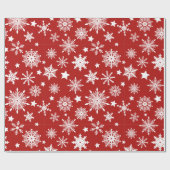 Weihnachts Thema Red White Snowflakes Muster Geschenkpapier (Flach)