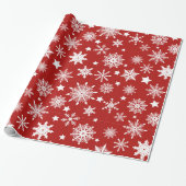 Weihnachts Thema Red White Snowflakes Muster Geschenkpapier (Ungerollt)