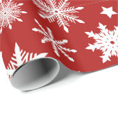 Weihnachts Thema Red White Snowflakes Muster Geschenkpapier (Rolleneckpunkt)
