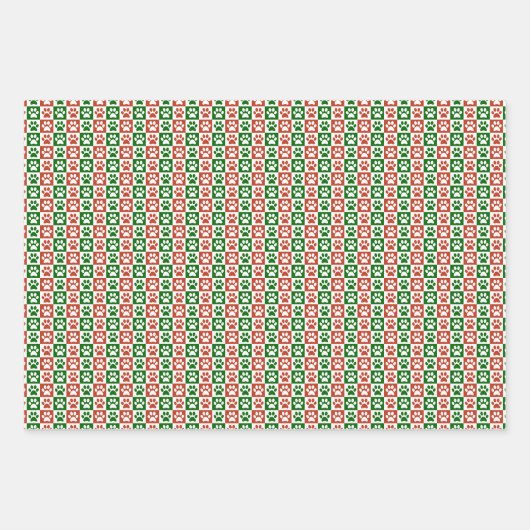 Weihnachts-Thema Rot-Grün-Paw-Druckmuster Geschenkpapier Set (Vorderseite 2)