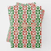 Weihnachts-Thema Rot-Grün-Paw-Druckmuster Geschenkpapier Set (Beispiel)