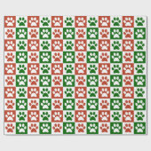 Weihnachts Thema Rot und Grün Paw Print Muster Geschenkpapier (Flach)