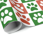 Weihnachts Thema Rot und Grün Paw Print Muster Geschenkpapier (Rolleneckpunkt)