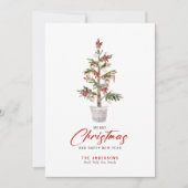 Weihnachts-Thema Wasserfarben Weihnachtsbaum Karte (Vorderseite)