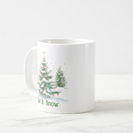 Weihnachts Thema Weihnachtsbaum Let It Snow Kaffeetasse (Vorderseite Links)