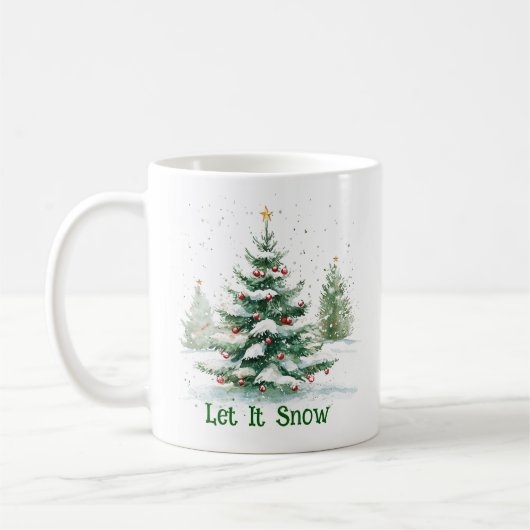 Weihnachts Thema Weihnachtsbaum Let It Snow Kaffeetasse (Links)