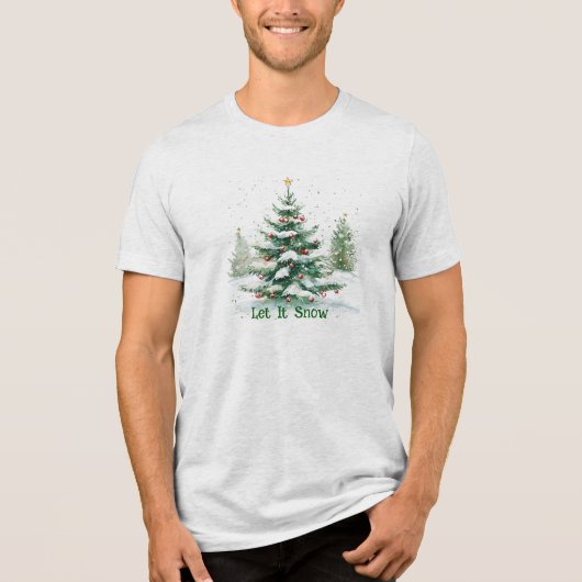 Weihnachts Thema Weihnachtsbaum Let It Snow Tri-Blend Shirt (Vorderseite)