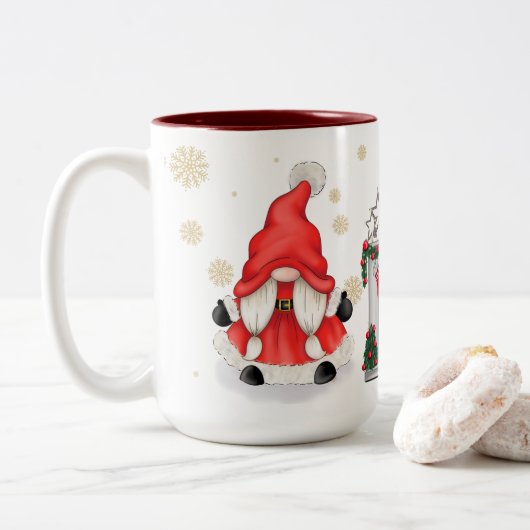 Weihnachts-Thema Weihnachtsgenom Zweifarbige Tasse (Mit Donut)