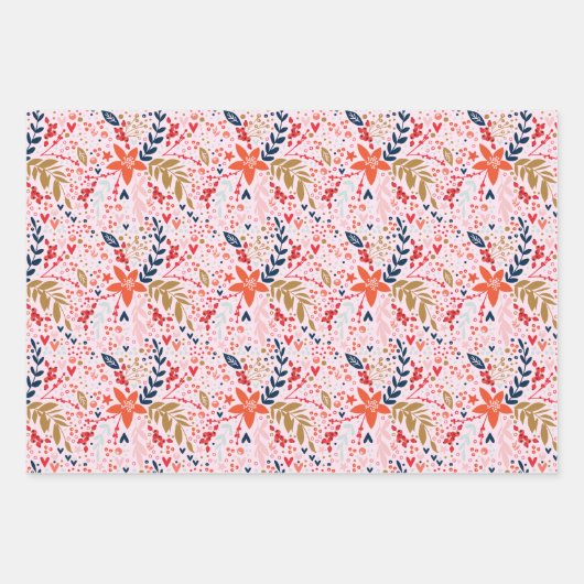 Weihnachts-Thema Wrapping Papier Blätter pink (Vorderseite 2)
