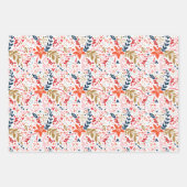 Weihnachts-Thema Wrapping Papier Blätter pink (Vorderseite)