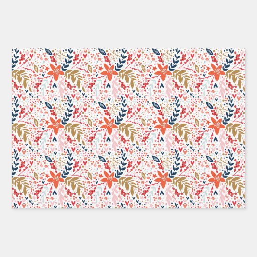 Weihnachts-Thema Wrapping Papier Blätter pink (Vorderseite)