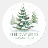 Weihnachts-Thema wünscht Retro-Typografie Runder Aufkleber (Vorderseite)