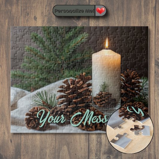 Weihnachts-Themed Kerze und Pinecone Puzzle