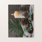 Weihnachts-Themed Kerze und Pinecone Puzzle (Vertikal)