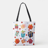 Weihnachts Themed Polka Punkte und Geschenke Tasche (Rückseite)
