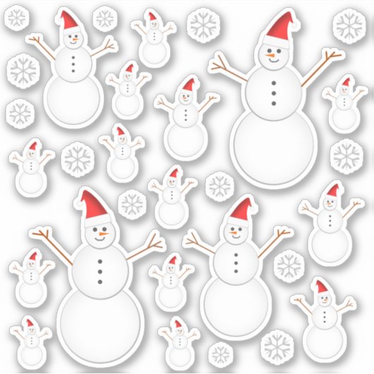 Weihnachts Themed Snowman & Snowflake Stickers Aufkleber (Vorderseite)