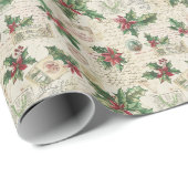 Weihnachts-Themenmuster W/ Holly-Blätter Geschenkpapier (Rolleneckpunkt)