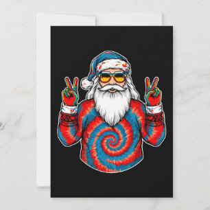 Weihnachts-Tie-Dye-Santa-Friedenszeichen-Sonnenbri Einladung
