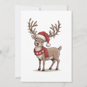 Weihnachts-Tier Hirsch Santa Hut Xmas  Einladung