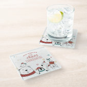 Weihnachts-Tiere Chaos-Koordinator Personalisiert Glasuntersetzer (Schrägansicht)