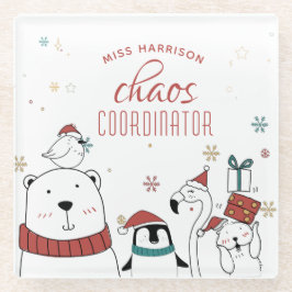 Weihnachts-Tiere Chaos-Koordinator Personalisiert Glasuntersetzer