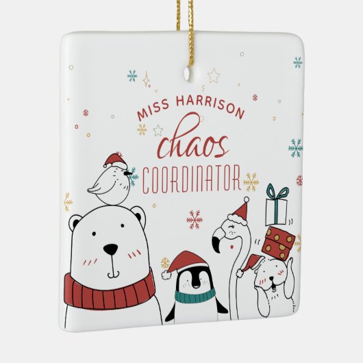 Weihnachts-Tiere Chaos-Koordinator Personalisiert Keramikornament (Rechts)