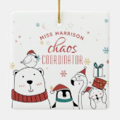 Weihnachts-Tiere Chaos-Koordinator Personalisiert Keramikornament (Rückseite)