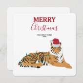 Weihnachts Tiger Funny Animal mit Weihnachtsmannmü (Vorne/Hinten)