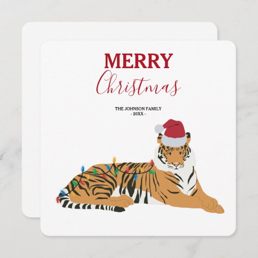 Weihnachts Tiger Funny Animal mit Weihnachtsmannmü (Vorne/Hinten)