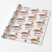 Weihnachts-Tiger Funny Animal mit Weihnachtsmannmü Geschenkpapier (Ungerollt)