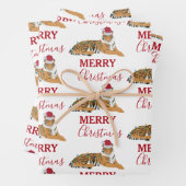 Weihnachts-Tiger Funny Animal mit Weihnachtsmannmü Geschenkpapier Set (Beispiel)