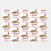 Weihnachts-Tiger Funny Animal mit Weihnachtsmannmü Geschenkpapier Set (Vorderseite)