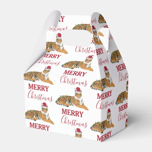 Weihnachts-Tiger Funny Animal mit Weihnachtsmannmü Geschenkschachtel (Rückseite)