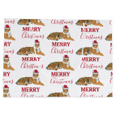 Weihnachts-Tiger Funny Animal mit Weihnachtsmannmü Große Geschenktüte (Rückseite)