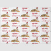 Weihnachts-Tiger Funny Animal mit Weihnachtsmannmü Seidenpapier (Vorderseite)