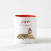 Weihnachts-Tiger Funny Animal mit Weihnachtsmannmü Tasse (Zentrum)
