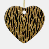 Weihnachts-Tiger-Glitzer Druckherz-Form Keramik Ornament (Hinten)