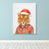 Weihnachts-Tiger Indie Leinwanddruck (Insitu (Holzboden))