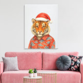 Weihnachts-Tiger Indie Leinwanddruck (Insitu (Wohnzimmer))