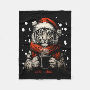 Weihnachts-Tiger mit Santa-Hut Kaffee-Liebhaber Lu Fleecedecke