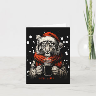 Weihnachts-Tiger mit Santa-Hut Kaffee-Liebhaber Lu Karte