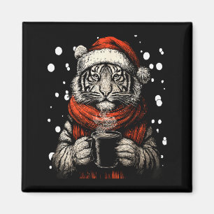 Weihnachts-Tiger mit Santa-Hut Kaffee-Liebhaber Lu Magnet