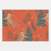 Weihnachts-Tiger mit Weihnachtsbaum Geschenkpapier Set (Vorderseite)