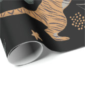 Weihnachts Tiger mit Weihnachtsbaum Schwarz Geschenkpapier (Rolleneckpunkt)