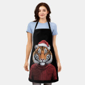 Weihnachts-Tiger-Santa-Hut-Pulli Winter Xmas Schürze (Getragen)