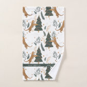 Weihnachts-Tiger und Baummuster Badhandtuch Set (Handtuch)