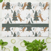 Weihnachts-Tiger und Baummuster Geschirrtuch (Gefaltet)