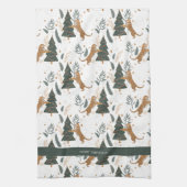 Weihnachts-Tiger und Baummuster Geschirrtuch (Vertikal)