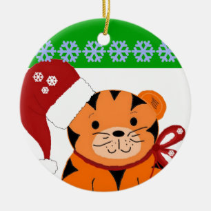 Weihnachts-Tiger-Urlaub Kinder Keramik Ornament